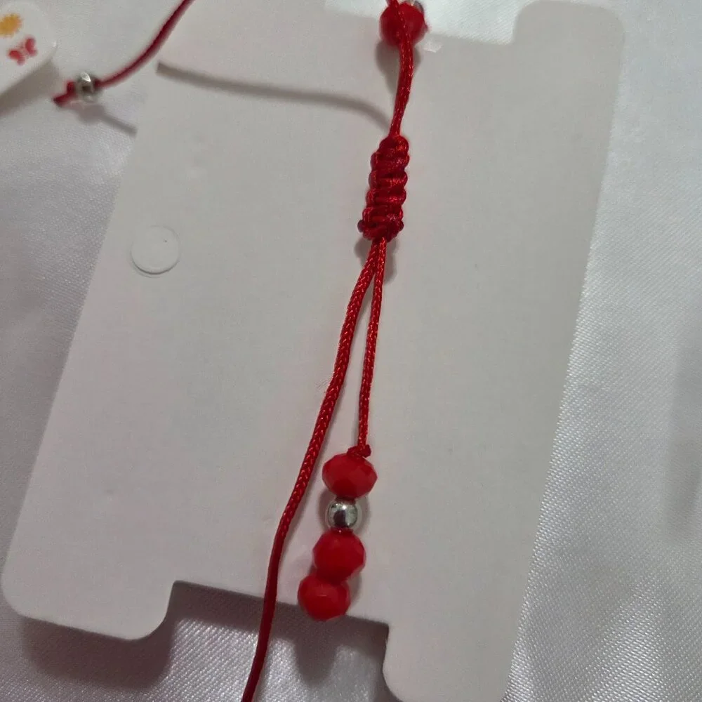 Cute Girls Crystal Beaded Bracelet Doll Charm Adjustable Red Kids Jewelry Gift